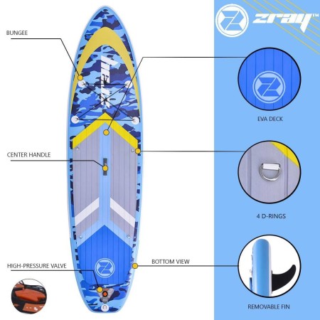 Pack paddle Zray SUP Camo Blue 10'8 PB-ZCAB108