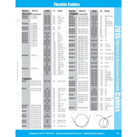Câble accélérateur Yamaha 700 xl 1999-2004 throttle cable WSM 002-055-05 002-055-05